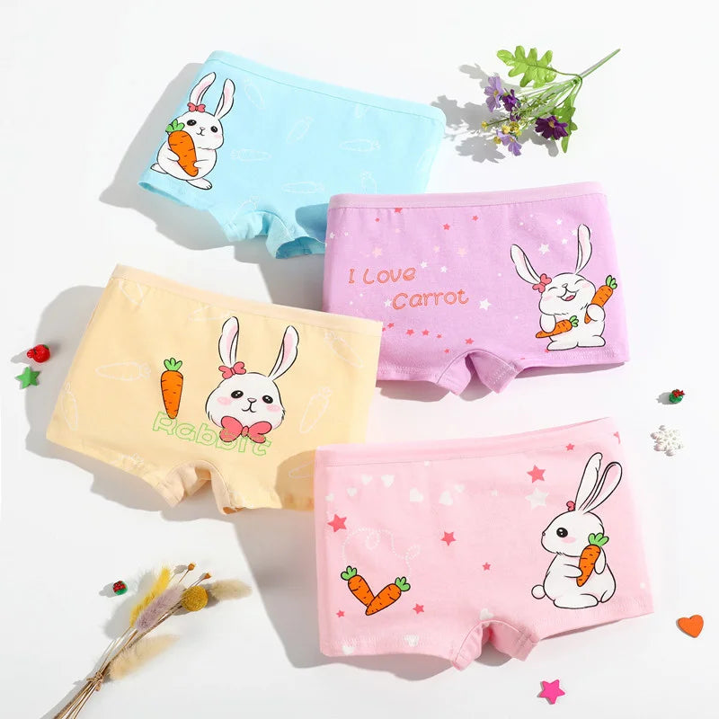 Lot de 4 caleçons en coton pour petites filles de 2 à 12 ans - Culotte enfant