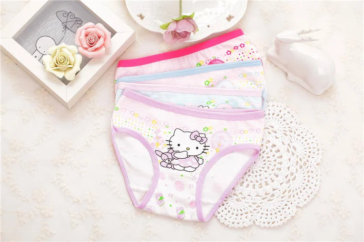 Lot de 4 culottes en coton pour filles de 2 à 9 ans - Culotte Hello Kitty pour enfant
