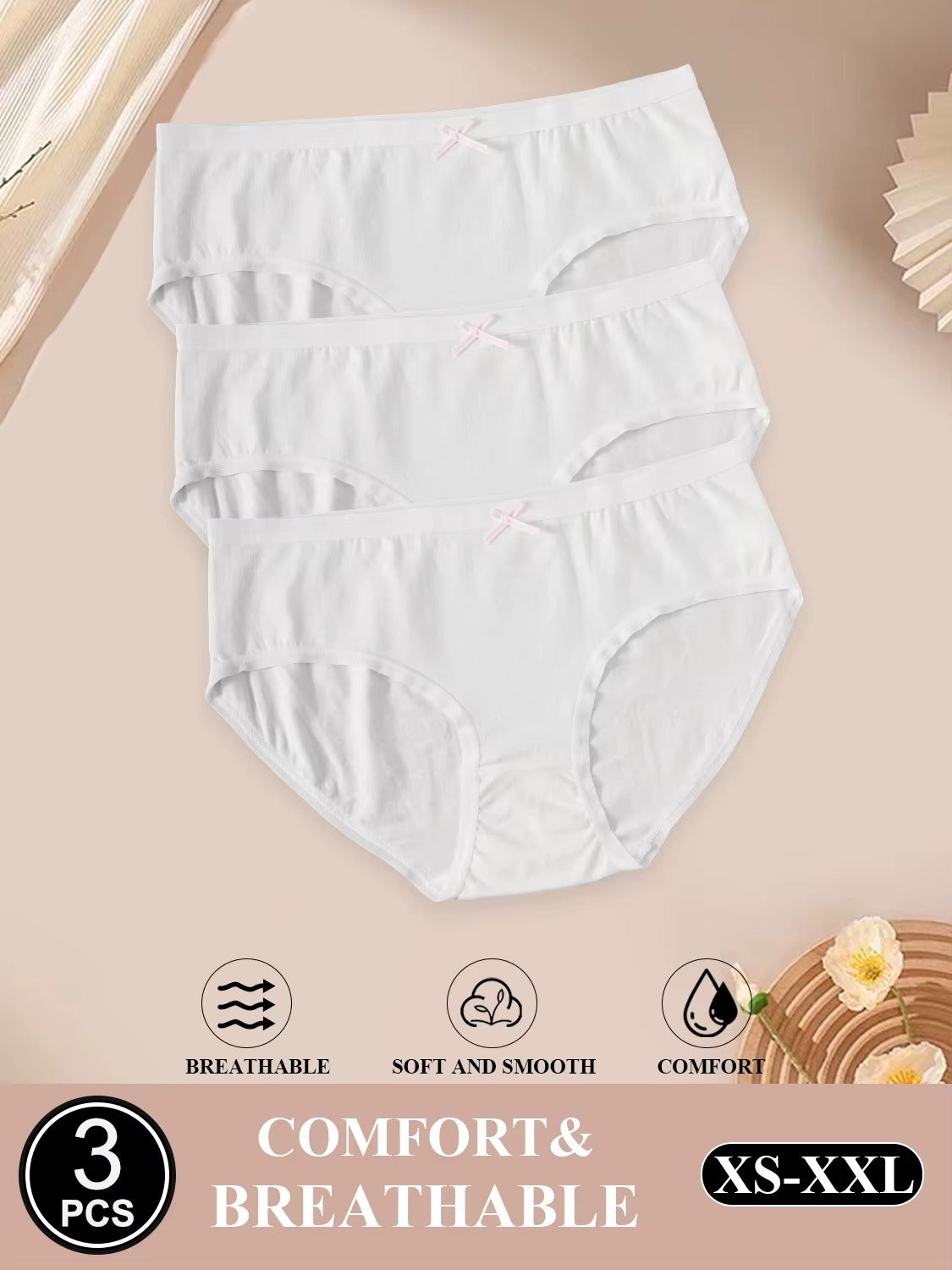 Lot de 3 culottes blanches en coton - Sivena