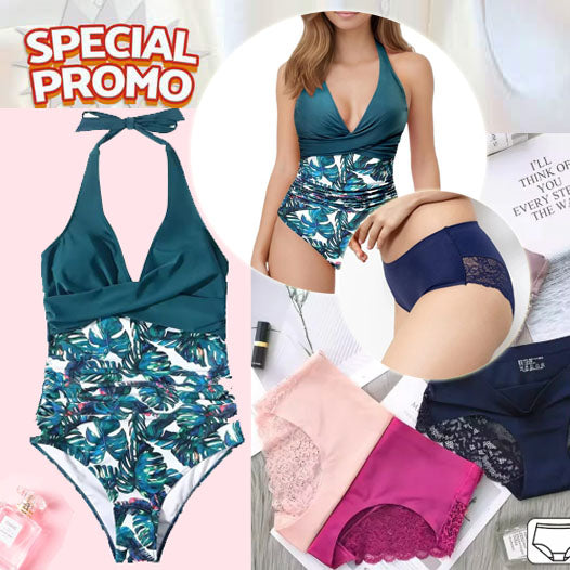 Pack Summer – Maillot de bain motif floral et 3 Culottes en soie glacée