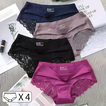 Pack of 3 Ice Silk Panties Invisible Panties with Lace