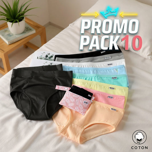 PROMO PACK : 10 culottes en coton pour les jours de règles et les jours normaux.