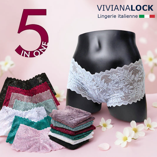 Set of 5 Italian lace panties - Viviana 