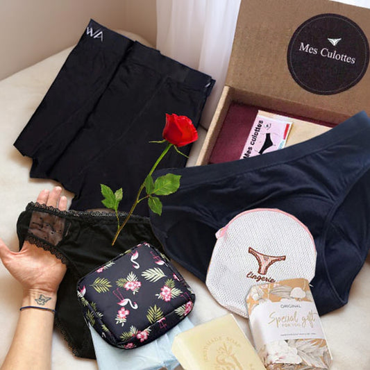 Paket VICTORIA: 4 menstrosor för rikligt flöde + Nödvändigheterna