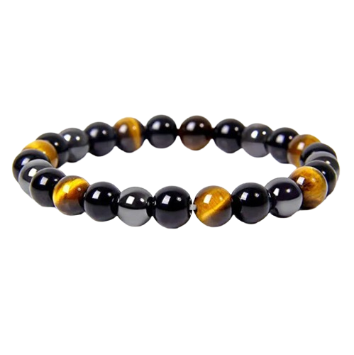 Triple Protection Bracelet - Tiger Eye, Hematite and Black Obsidian