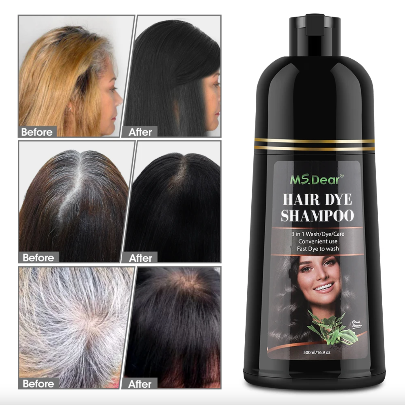 Shampoing colorant naturel 3 en 1 400ml - Ingrédients naturels