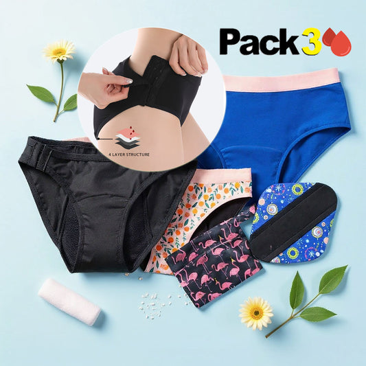 First Period Pack of 6 Menstrual Panties for Teenagers and Young Girls