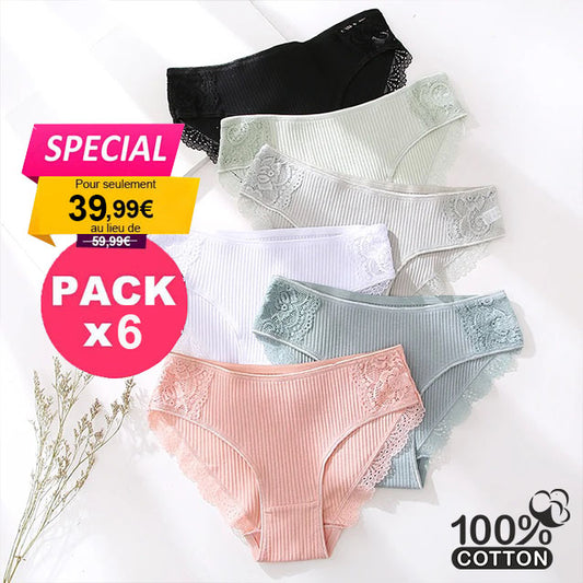 Pack de 6 Culottes en dentelle coton - Collection CAMILIA