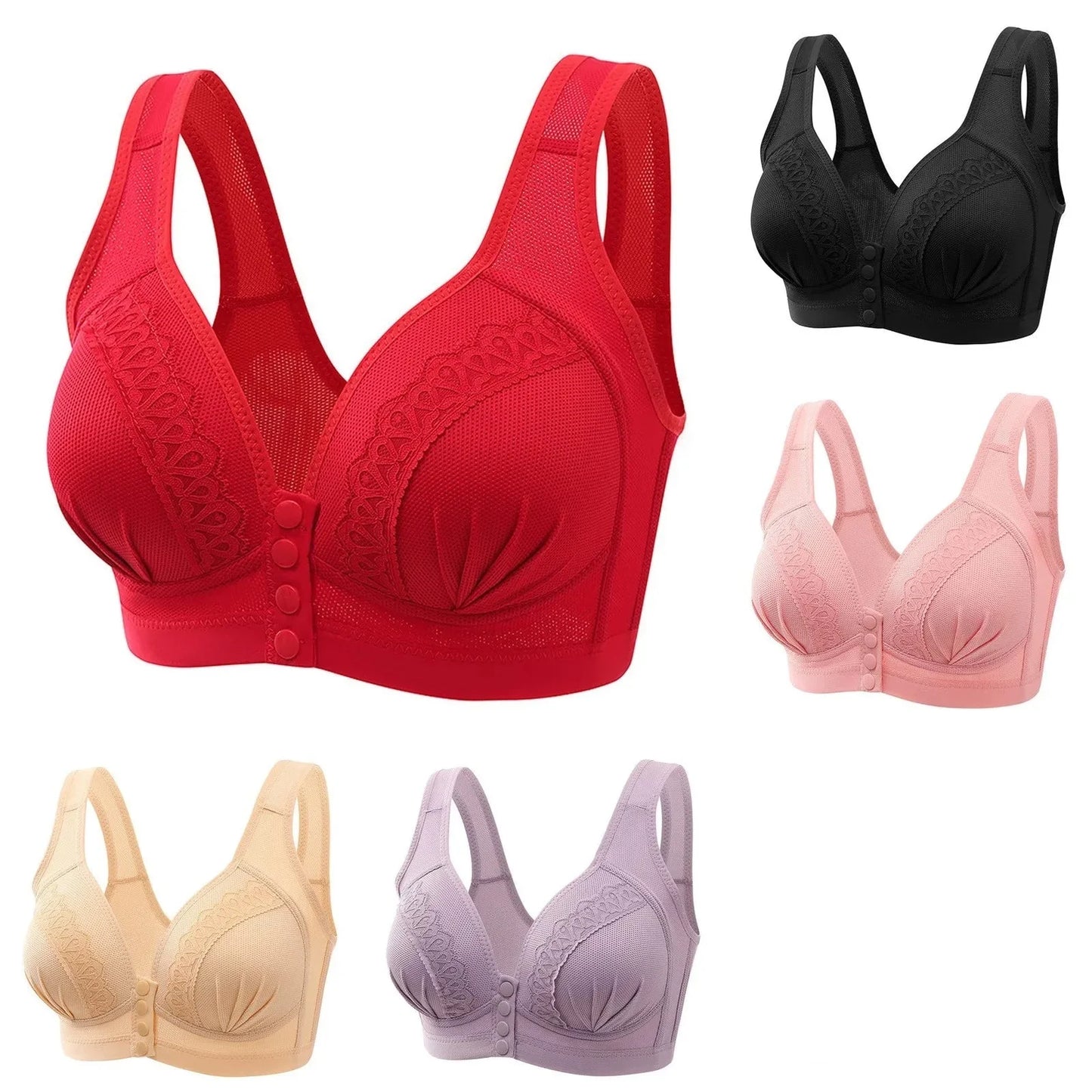 Sexy Lace Cotton Bra with Front Snap Closure - BUY 1 GET 1 FREE