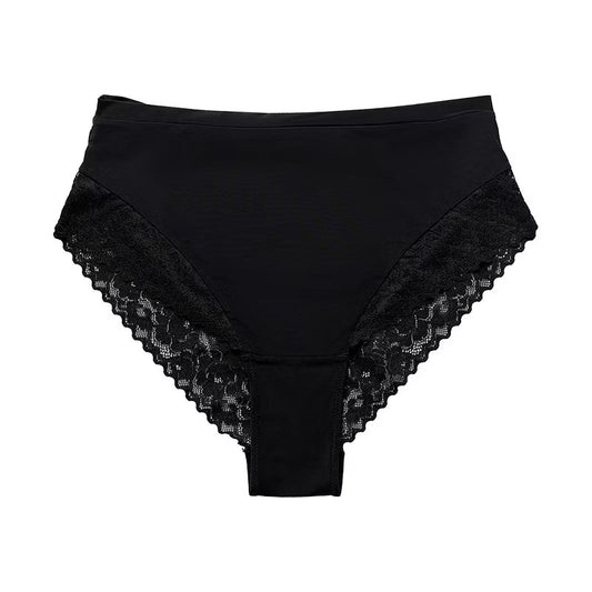 Sivanne - Culotte haute en soie glacée et coton avec détails en dentelle