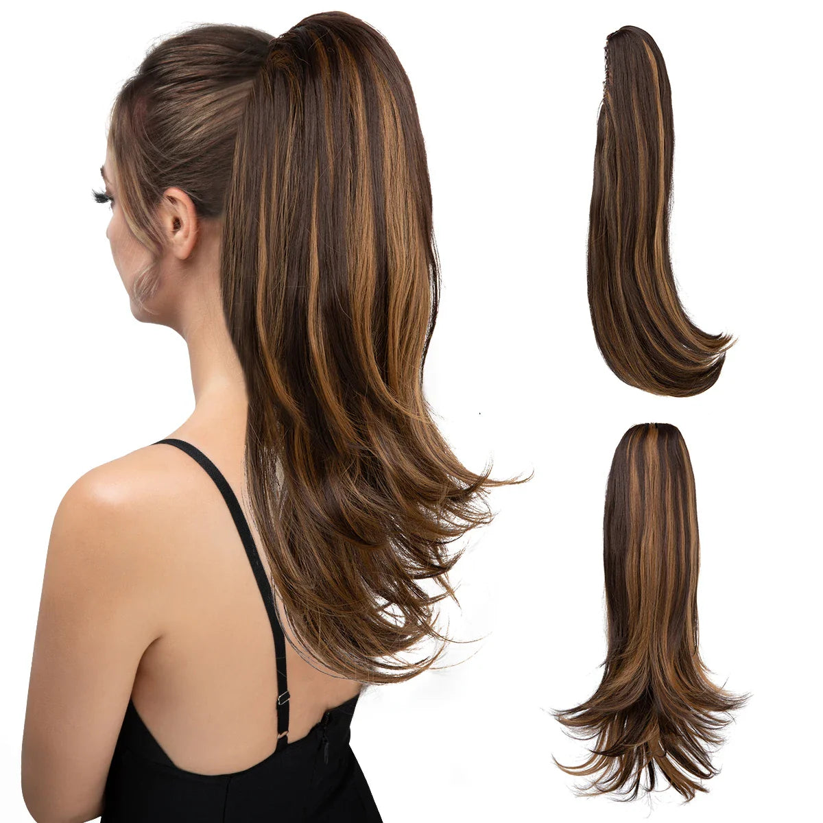 Long Silky Synthetic Clip-in Ponytail Hairpiece - 2 Styles