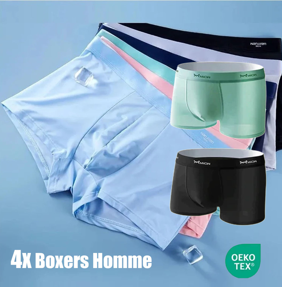 MENPACK : 4x Boxers en Soie Glacée (Caleçons pour Homme) - Edition Limitée