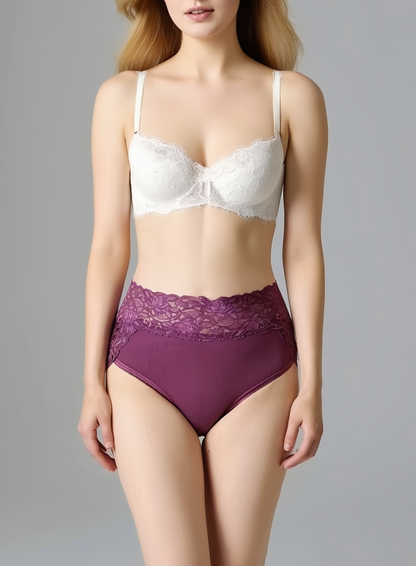Ulyana® culotte taille haute en coton et dentelle