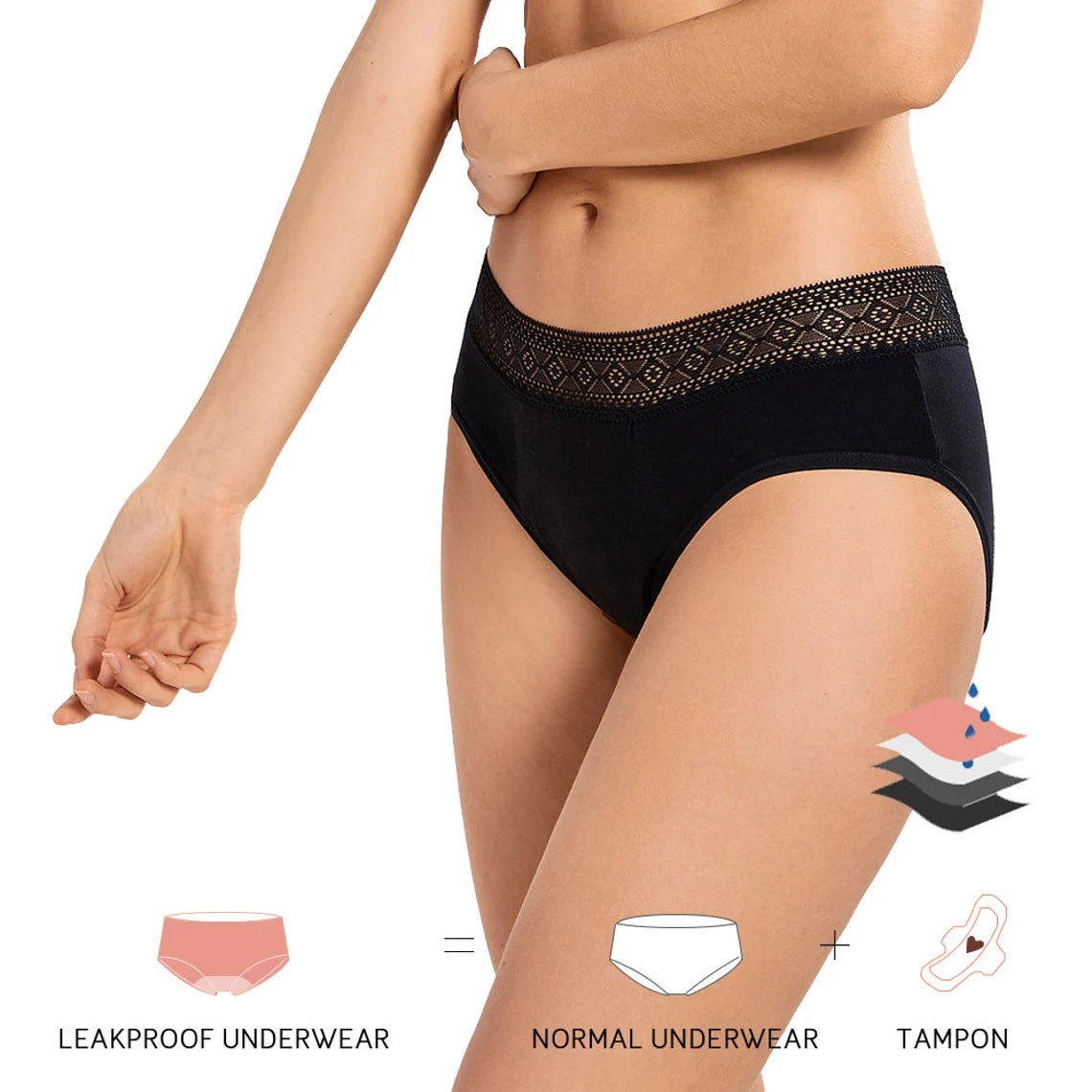 Pack de 4 Culottes Menstruelles pour flux abondant et les indispensables