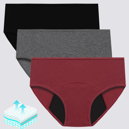 Pack of 4 menstrual panties for light to medium flow in organic cotton 