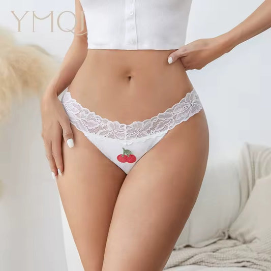 Cerise - Culotte en coton avec détails en dentelle