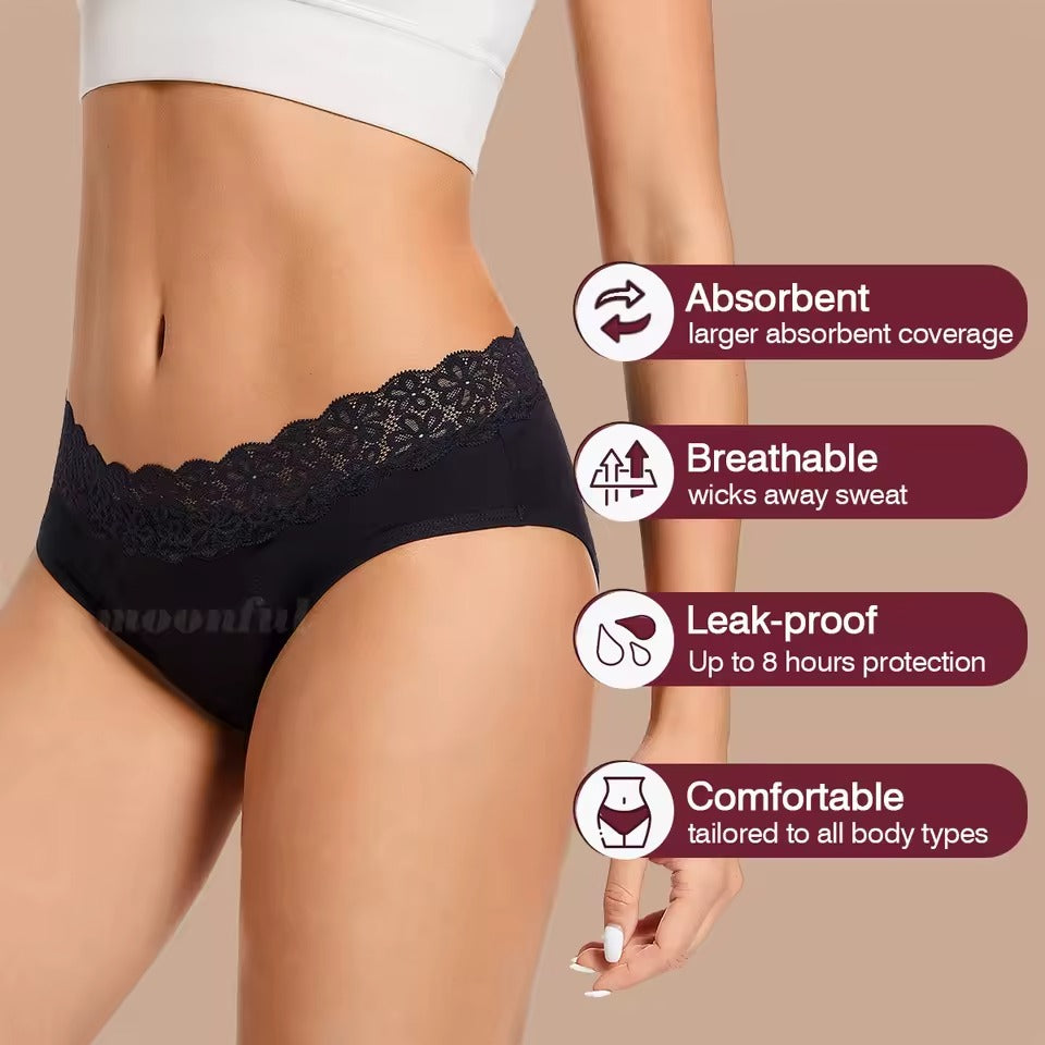 Monica - Culotte Menstruelle en coton et dentelle