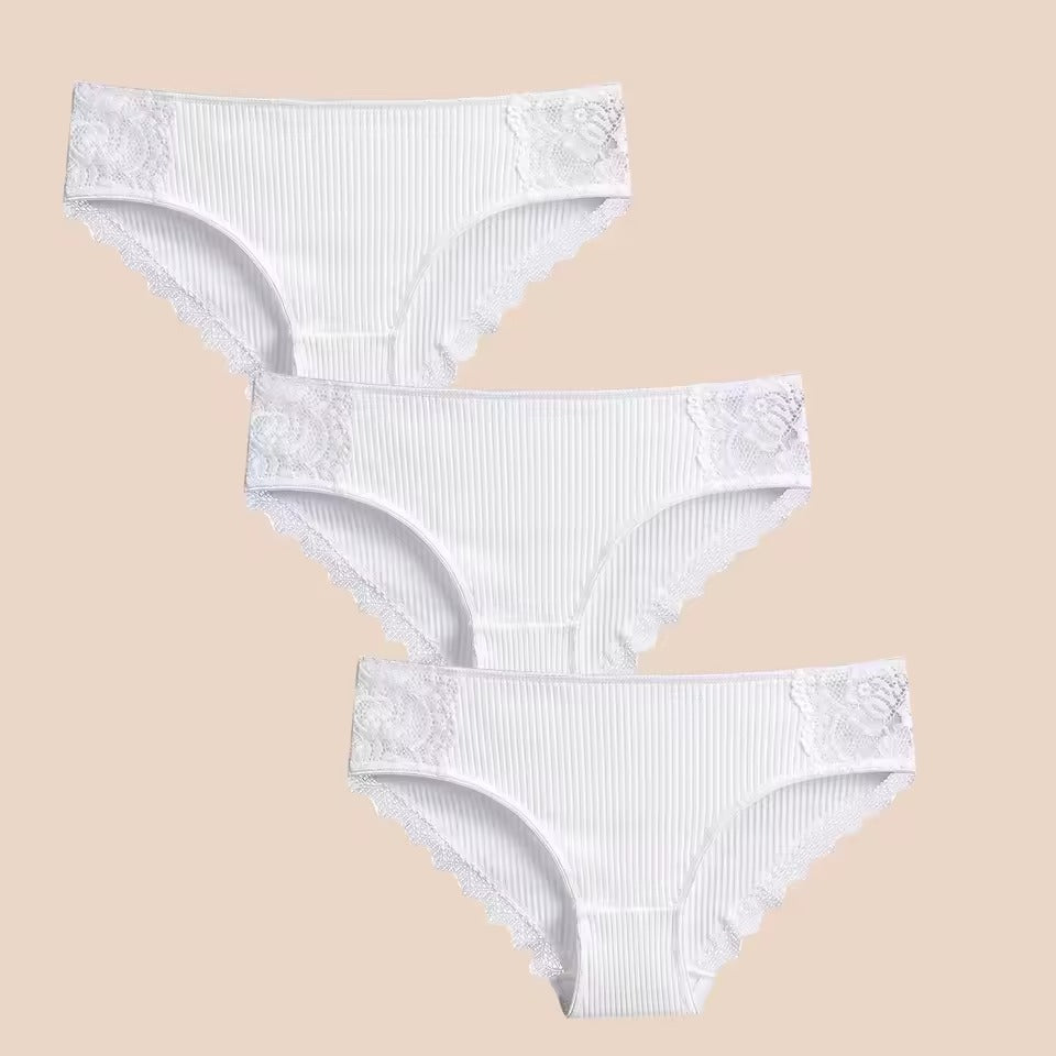 Lot de 3 culottes blanches en coton - Sivena