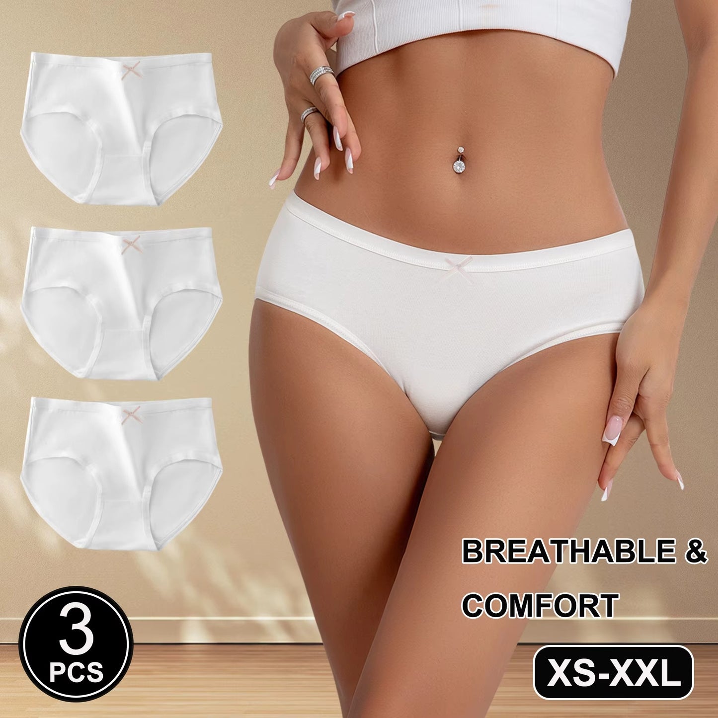 Lot de 3 culottes blanches en coton - Sivena