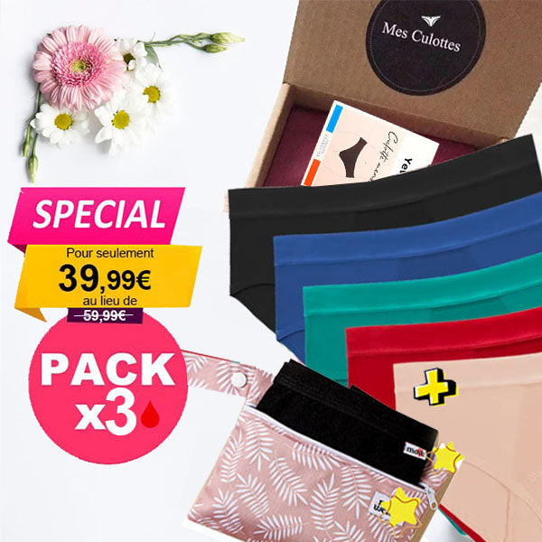 Pack de 3 Culottes Menstruelles pour flux abondant