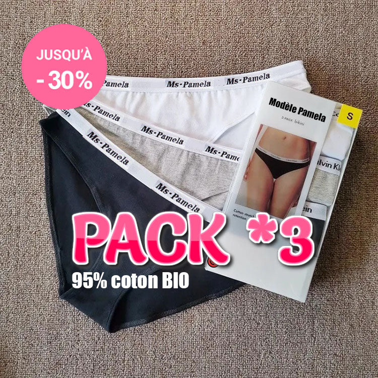 Pack of 3 Organic Cotton Panties - Pamela Model