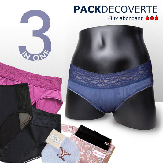 Pack de 3 Culottes Menstruelles pour flux abondant