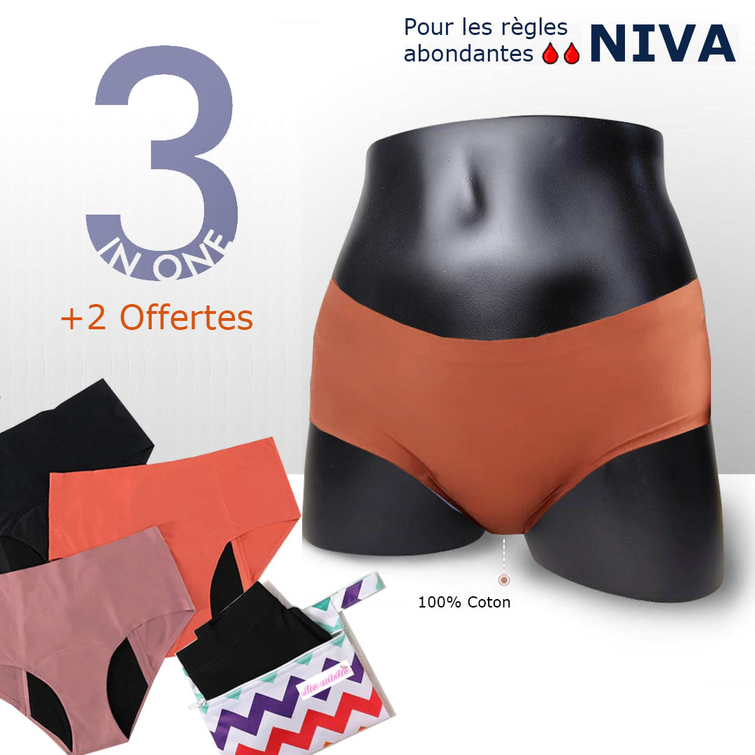 Pack de 5 Culottes Menstruelles NIVA sans couture pour flux abondant