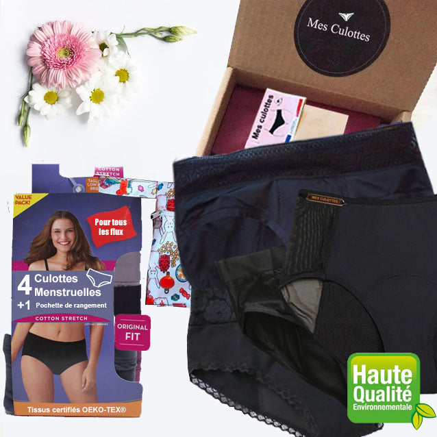 Pack de 4 Culottes Menstruelles pour flux abondant