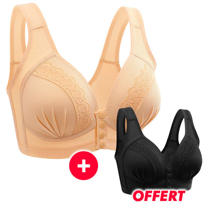 Soutien-gorge en coton à dentelle sexy avec fermeture avant à pression - 1 ACHETÉ = 1 OFFERT