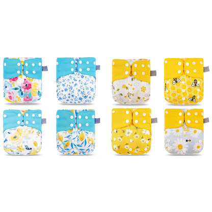 Reusable diapers for babies and children - with patterns, pack of 8 - Elinfant®