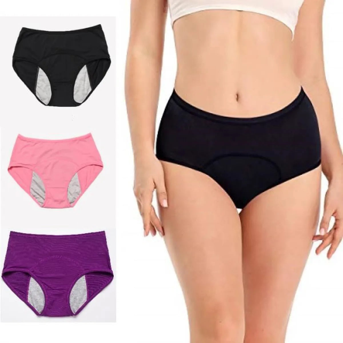 Lot of 3 Menstrual Panties - Panties against urinary leaks and white discharge 